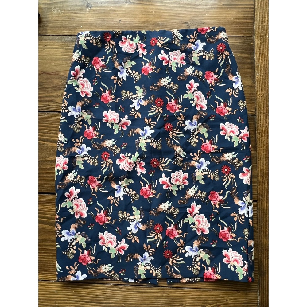 Philosophy Republic Clothing Navy Floral Pencil Skirt Womens Size 8 Knee Length